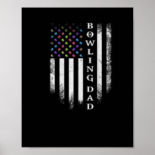 Poster Vintage EUA Flag Boliche Bowler