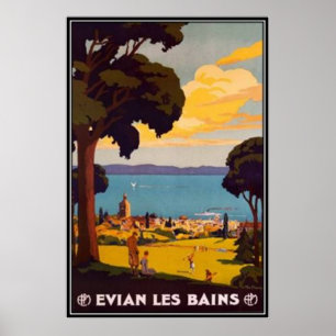 Poster Vintage Évian-les-Bains, Rhône Alpes, France -