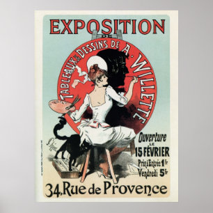 Póster Vintage exposição francesa art nouveau