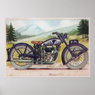 Póster Vintage F.N. roxo Motocicleta Imprimir
