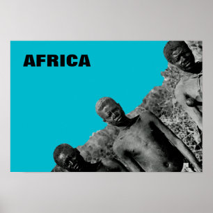 Poster Vintage Faces de África — Preto e Branco com Aquar