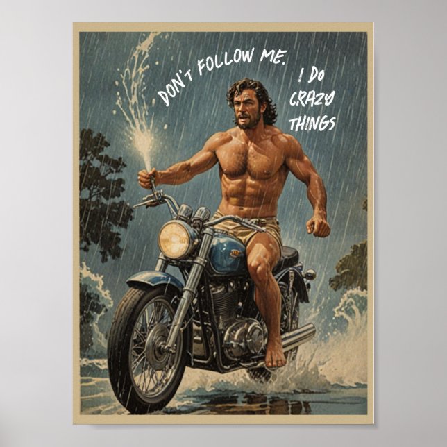 Poster Vintage, faço coisas malucas (Frente)