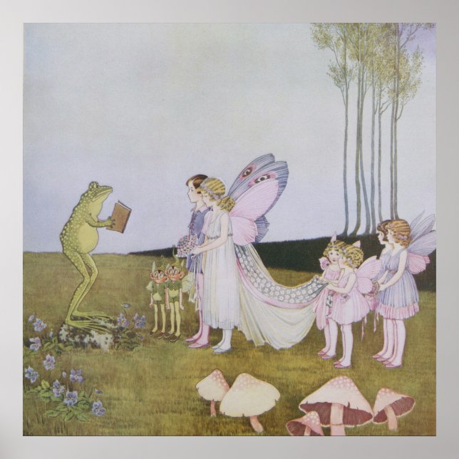 Poster Vintage Fairy Ceremony, Retro Fairytale (Frente)