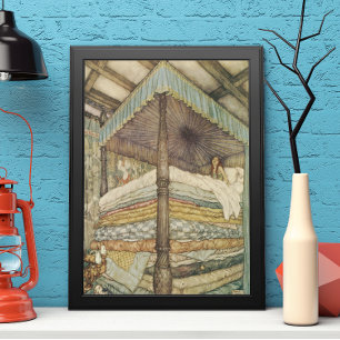 Póster Vintage Fairy Tale, Princess and Pea, Edmund Dulac