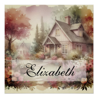 Póster Vintage Fall Scenerage Jardim de Casca Folha Flóri