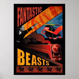 Poster vintage Fantástico das Bestas de Jacob Kowa