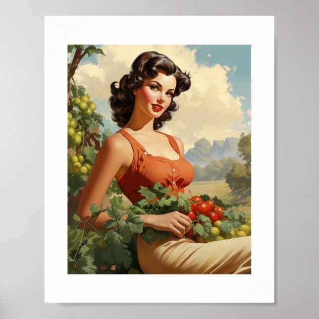 Poster Vintage Farmer Pinup Girl (Frente)