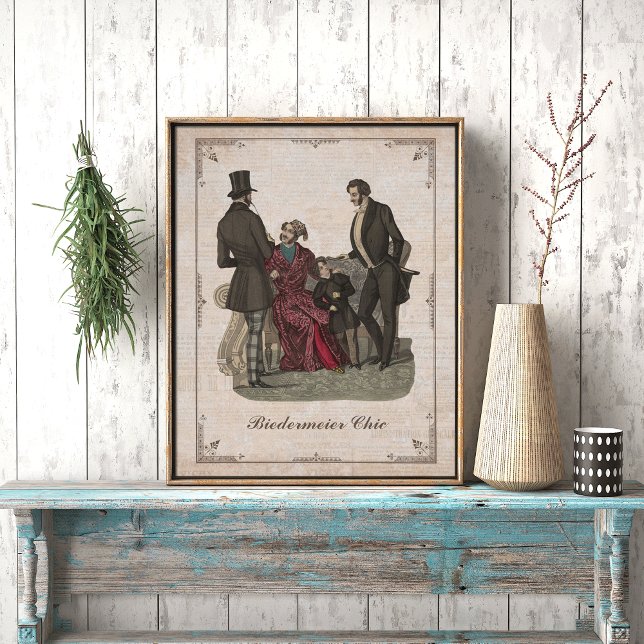 Poster Vintage Fashion Collage Biedermeier Cavalheiros (Criador carregado)