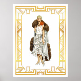 Poster Vintage Fashion Flapper Pelo Cabo da Noite