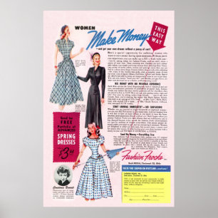 Póster Vintage Fashion Frocks Ad de 1949