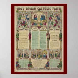 Poster Vintage, Fé Católica Romana, Infográfica