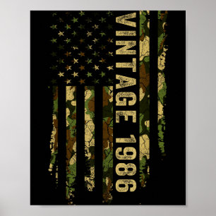 Poster Vintage Feito Em 1986 Bandeira Americana Aniversár