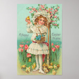 Póster Vintage felz pascoa Girl