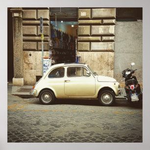 Poster Vintage Fiat em Roma