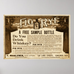 Poster Vintage Fig Rye Whiskey Ad de 1899