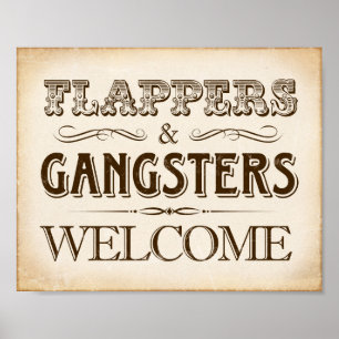 Póster Vintage FLAPPERS e GANGSTERS WELCOMD Sinal Impress