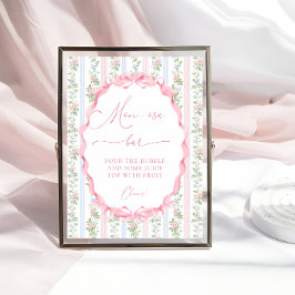 Poster Vintage Floral Arco Chá de fraldas Mãe-Bar