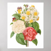 Vintage Floral Camelia Daffodil Flowers por Redout