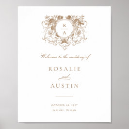 Poster Vintage Floral Elegant Crest Weding Sign
