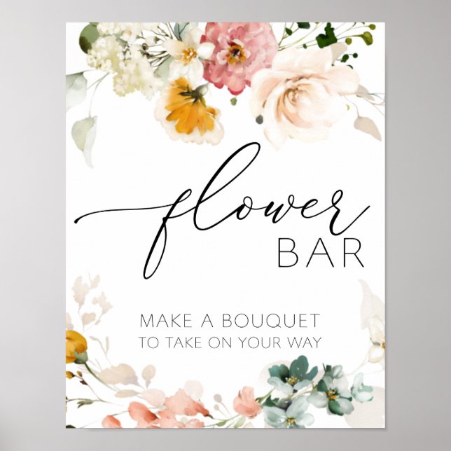 Poster Vintage Floral Flower Bar Sinal (Frente)
