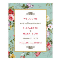 Vintage Floral Garden Botanical Weding Welcome