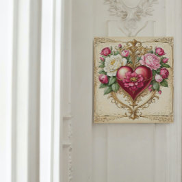 Póster Vintage Floral Heart for Love 💗