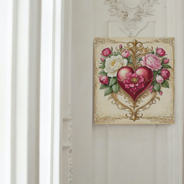 Póster Vintage Floral Heart for Love 💗 (Criador carregado)