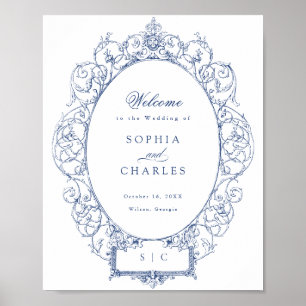 Poster Vintage Floral Ornament Weding Elegante
