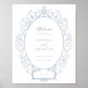 Poster Vintage Floral Ornament Weding Elegante