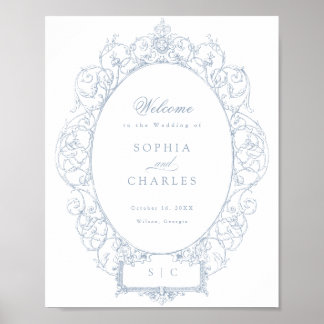 Poster Vintage Floral Ornament Weding Elegante