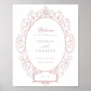 Poster Vintage Floral Ornament Weding Elegante