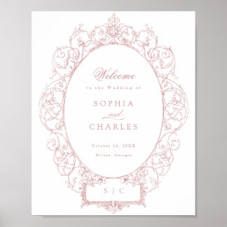 Poster Vintage Floral Ornament Weding Elegante
