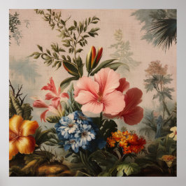 Poster Vintage floral still life with tropical flowers