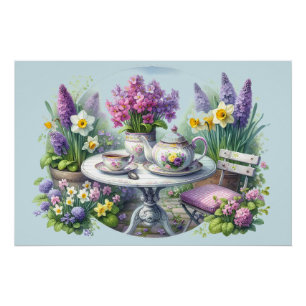 Póster Vintage Floral Tea Party in Garden