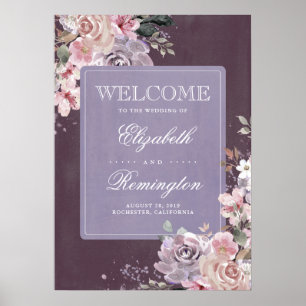 Póster Vintage Floral Wedding Sinal de Boas-Vindas