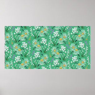 Poster vintage Flores fofinhas, retrógradas, desenhadas à