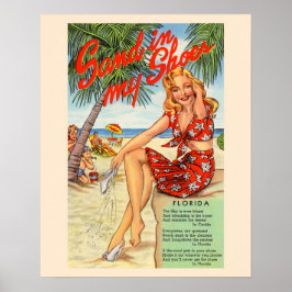Poster Vintage Flórida 1940s Areia em Meus Calçados