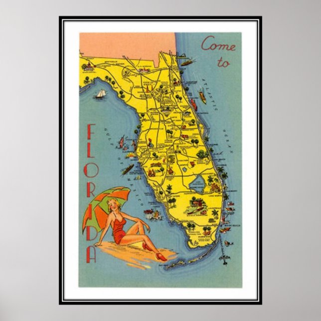 Poster Vintage Florida, EUA - (Frente)