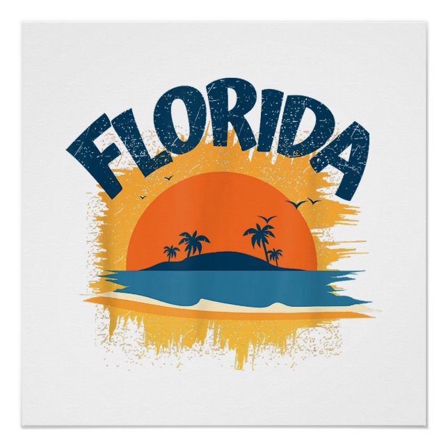 Póster Vintage Florida Retro Tee Design Sunshine (Frente)