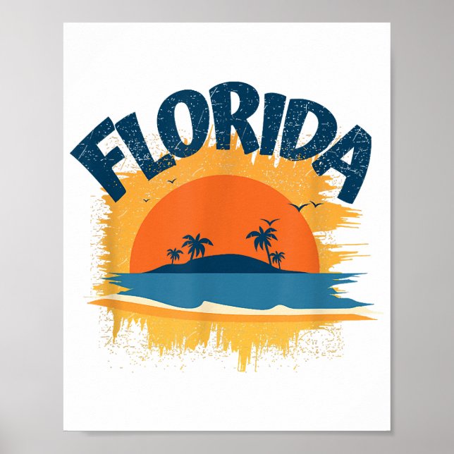 Poster Vintage Florida Retro Tee Design Sunshine (Frente)