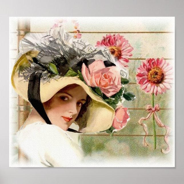 Póster Vintage Flower Lady. (Frente)
