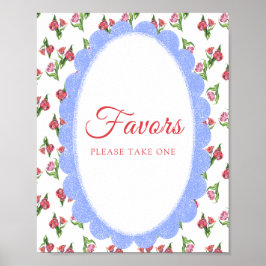 Poster Vintage Flowers Baby shower Favors