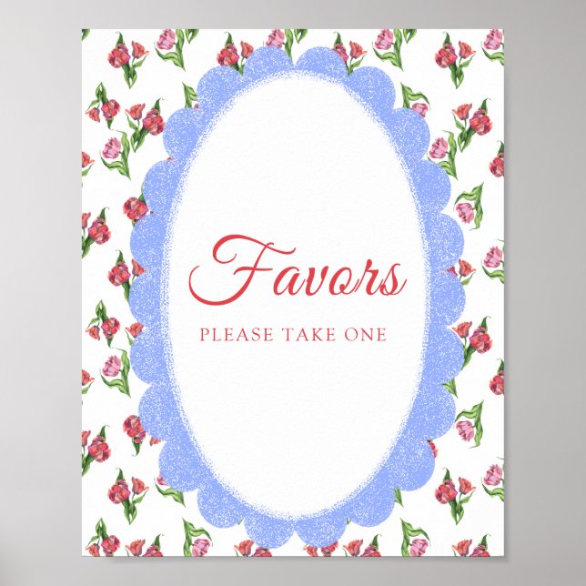 Poster Vintage Flowers Baby shower Favors (Frente)