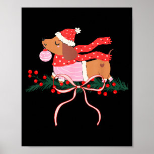 Poster Vintage Fofo Dachshund Natal Cão Salsicha Amante
