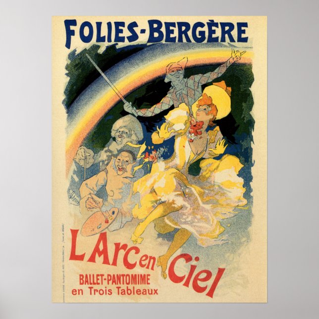 Poster Vintage Folies Bergère balé arco-íris (Frente)