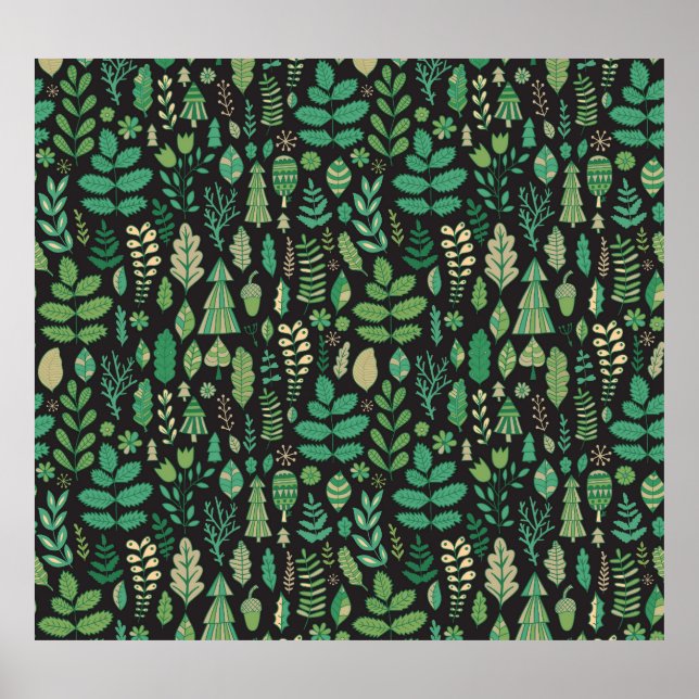 Poster Vintage Forest Floral Design (Frente)