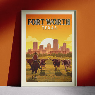 Poster Vintage Fort Worth Texas