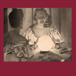 Poster Vintage Fortune Teller com Crystal Ball Sepia