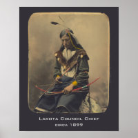 Vintage Foto Native American Lakota Chefe Indiano