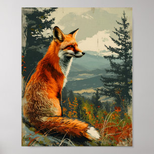 Poster Vintage Fox: Charme da Vida Selvagem do Eterno
